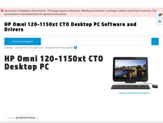 Omni 120-1150xt driver download page on the HP site