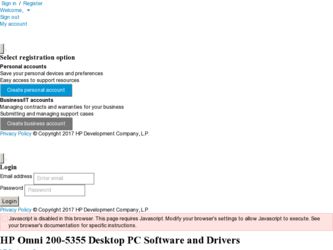 Omni 200-5355 driver download page on the HP site