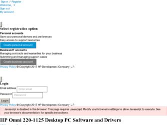 Omni 220-1125 driver download page on the HP site
