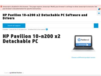 Pavilion 10-n200 driver download page on the HP site