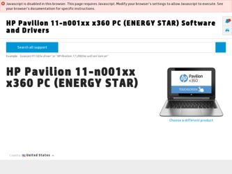 Pavilion 11-n001xx driver download page on the HP site
