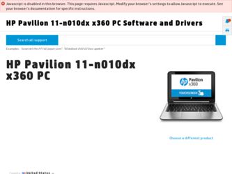 Pavilion 11-n010dx driver download page on the HP site