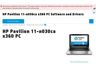 Pavilion 11-n030ca driver download page on the HP site