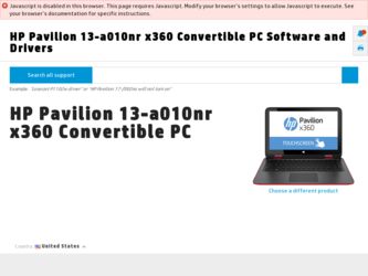 Pavilion 13-a010nr driver download page on the HP site