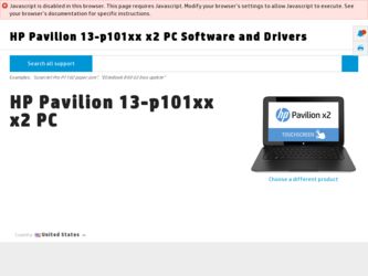 Pavilion 13-p101xx driver download page on the HP site
