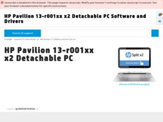 Pavilion 13-r001xx driver download page on the HP site
