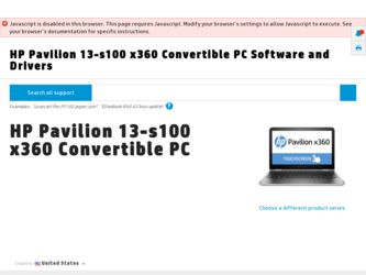 Pavilion 13-s100 driver download page on the HP site