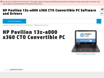 Pavilion 13z-a000 driver download page on the HP site