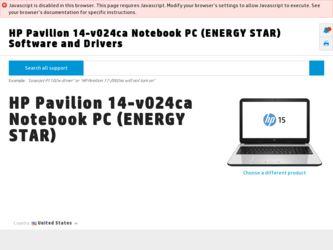 Pavilion 14-v024ca driver download page on the HP site