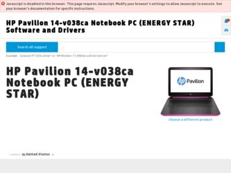Pavilion 14-v038ca driver download page on the HP site