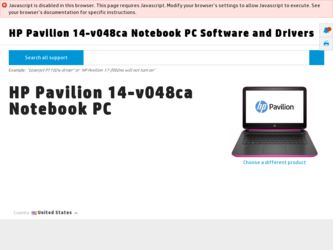 Pavilion 14-v048ca driver download page on the HP site