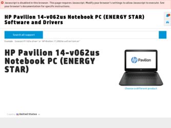 Pavilion 14-v062us driver download page on the HP site