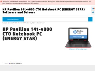 Pavilion 14t-v000 driver download page on the HP site