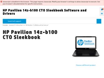 Pavilion 14z-b100 driver download page on the HP site
