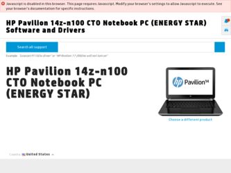 Pavilion 14z-n100 driver download page on the HP site