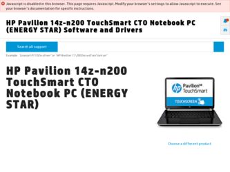 Pavilion 14z-n200 driver download page on the HP site