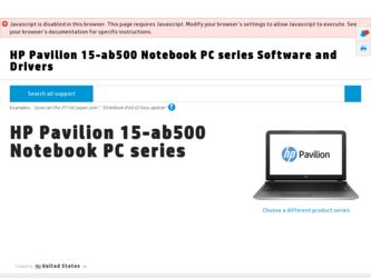 Pavilion 15-ab500 driver download page on the HP site