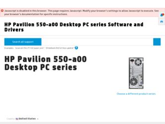 Pavilion 550-a00 driver download page on the HP site