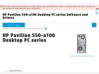 Pavilion 550-a100 driver download page on the HP site