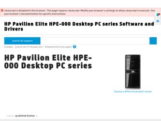 Pavilion Elite E-000 driver download page on the HP site