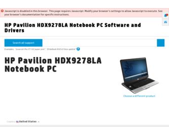 Pavilion HDX9278LA driver download page on the HP site