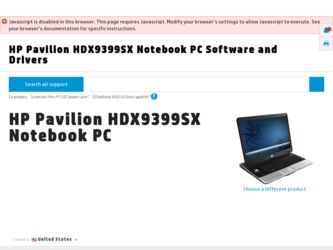 Pavilion HDX9399SX driver download page on the HP site