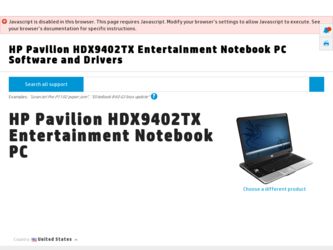 Pavilion HDX9402TX driver download page on the HP site
