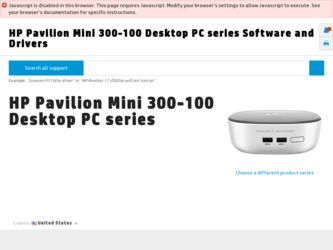 Pavilion Mini 300-100 driver download page on the HP site