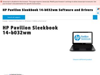 Pavilion Sleekbook 14-b032wm driver download page on the HP site