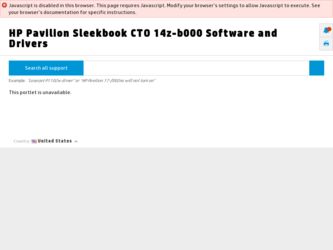 Pavilion Sleekbook CTO 14z-b000 driver download page on the HP site