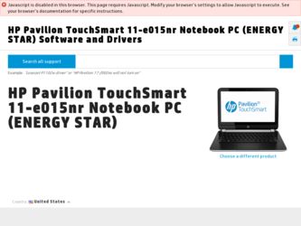 Pavilion TouchSmart 11-e015nr driver download page on the HP site