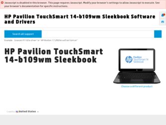 Pavilion TouchSmart 14-b109wm driver download page on the HP site