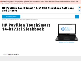 Pavilion TouchSmart 14-b173cl driver download page on the HP site