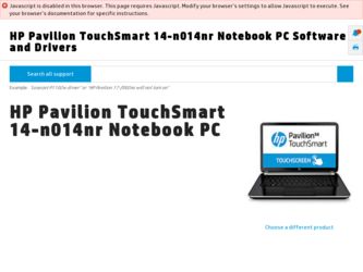 Pavilion TouchSmart 14-n014nr driver download page on the HP site