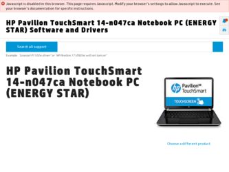 Pavilion TouchSmart 14-n047ca driver download page on the HP site