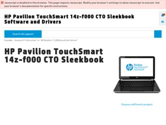 Pavilion TouchSmart 14z-f000 driver download page on the HP site