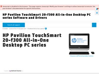 Pavilion TouchSmart 20-f300 driver download page on the HP site