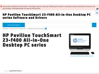 Pavilion TouchSmart 23-f400 driver download page on the HP site