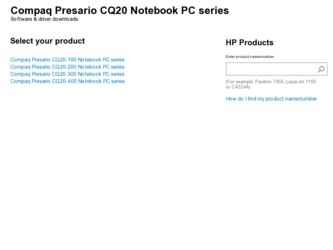 Presario CQ20 driver download page on the HP site