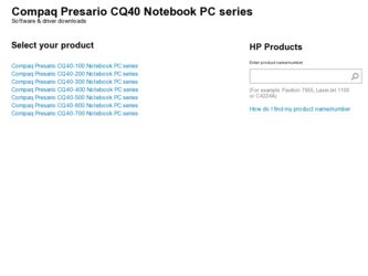 Presario CQ40 driver download page on the HP site