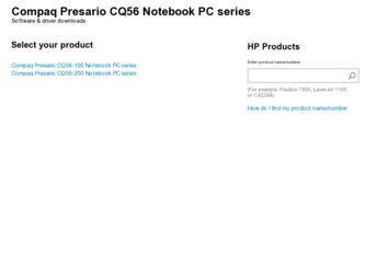 Presario CQ56 driver download page on the HP site