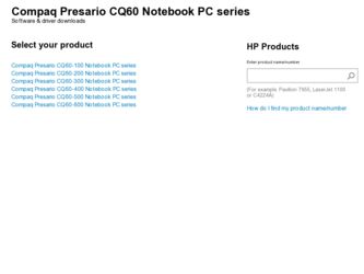 Presario CQ60 driver download page on the HP site
