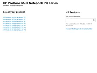 ProBook 6500 driver download page on the HP site