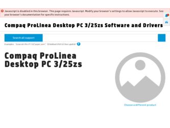 ProLinea Desktop PC 3/25zs driver download page on the HP site
