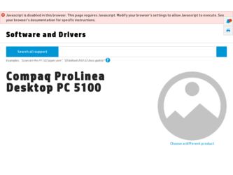 ProLinea Desktop PC 5100 driver download page on the HP site