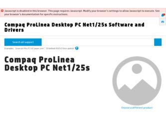 ProLinea Desktop PC Net1/25s driver download page on the HP site