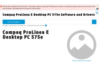 ProLinea E Desktop PC 575e driver download page on the HP site