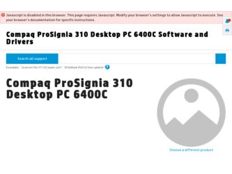 ProSignia 310 Desktop PC 6400C driver download page on the HP site