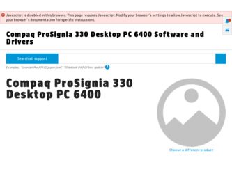 ProSignia 330 Desktop PC 6400 driver download page on the HP site