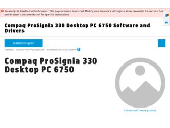 ProSignia 330 Desktop PC 6750 driver download page on the HP site